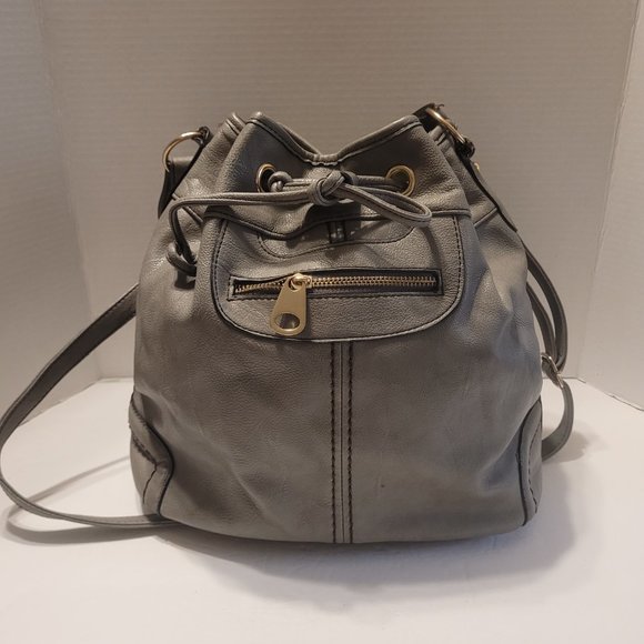 Scarleton Women's Grey Shoulder Handbag Tote Purse, Soft Vegan Leather Bag - Picture 4 of 10